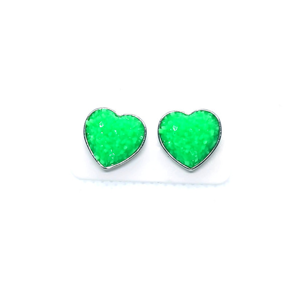 5/$25 Valentine Heart Shaped Druzy Earring Iridescent Studs Heart Shaped… - Picture 1 of 4